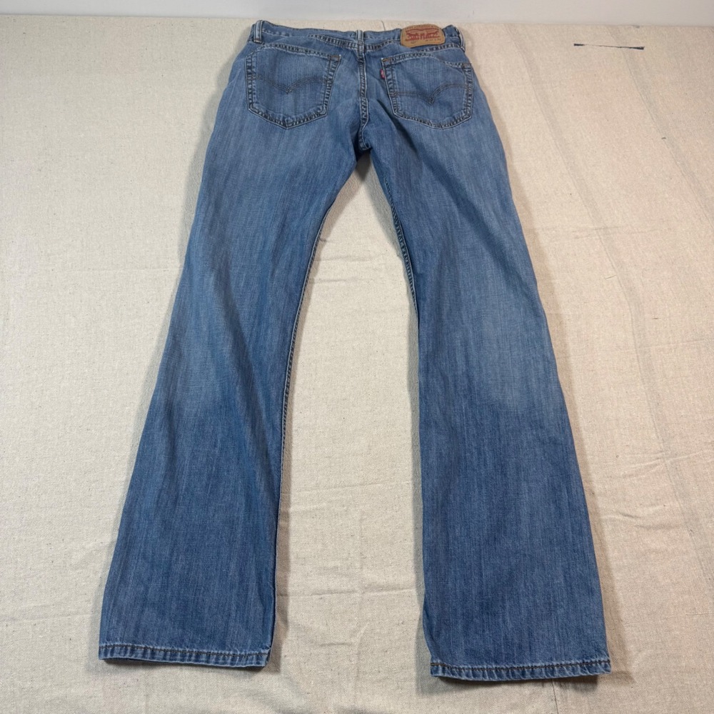 Levi's 527 Slim Bootcut Jeans Mens W32 L34 Blue Medium Wash Whiskering Cotton - Picture 3 of 12